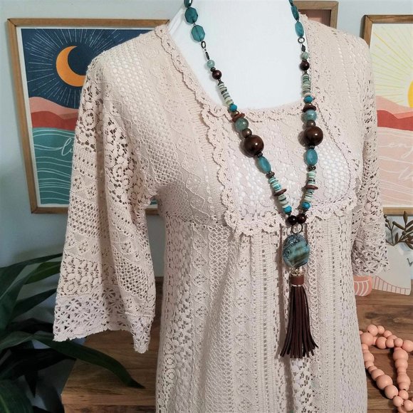 Dress. Ecru Lace & Crochet. New Directions Brand. Size 4. - Picture 3 of 13